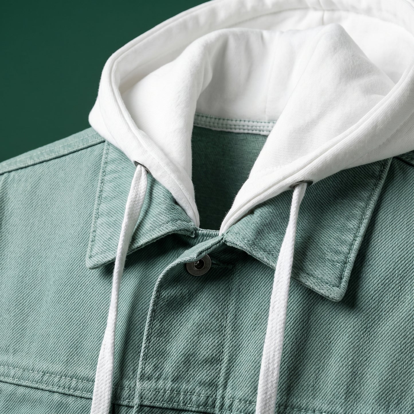 Spunk Classic Washed Denim Hoodie - Aqua Green