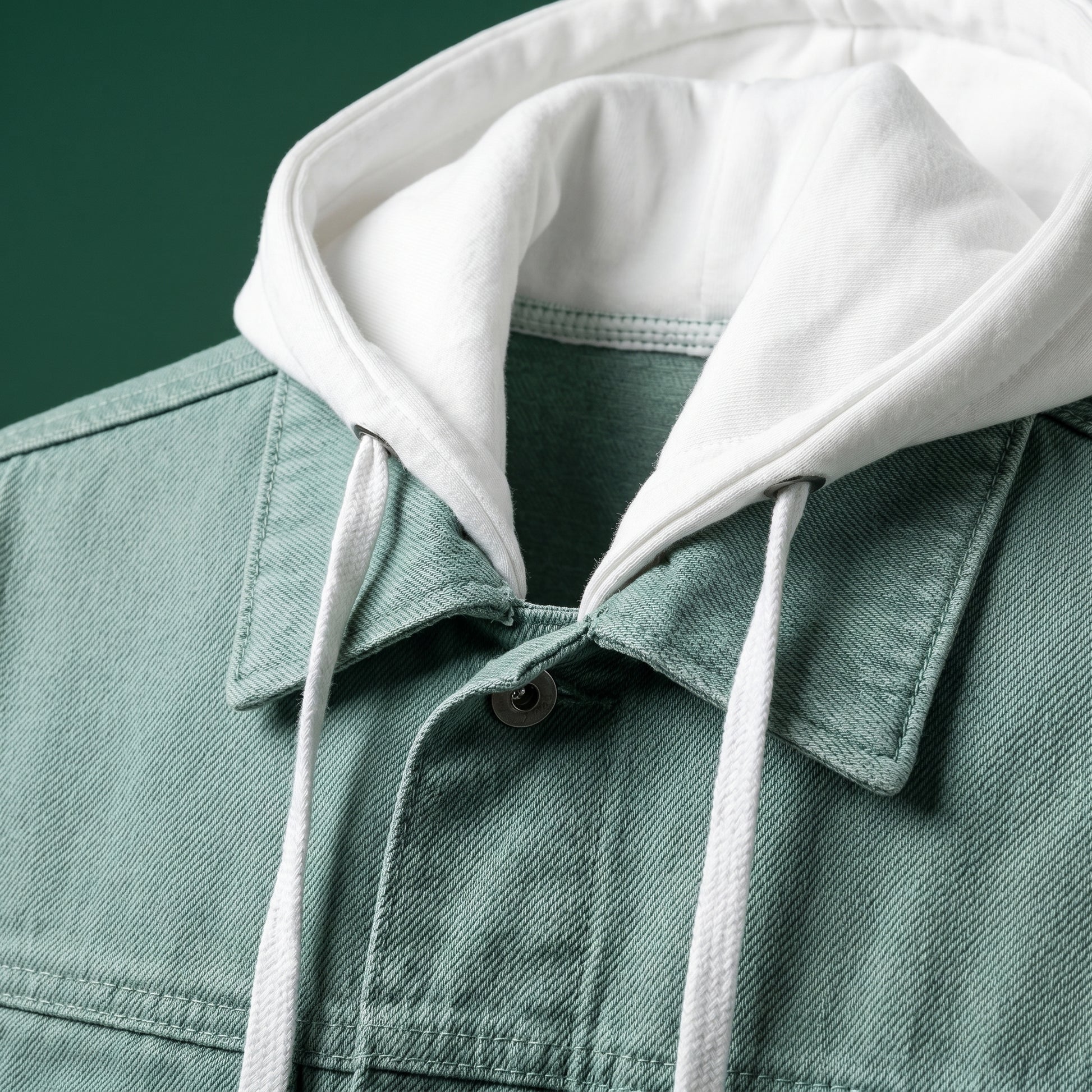 Spunk Classic Washed Denim Hoodie - Aqua Green
