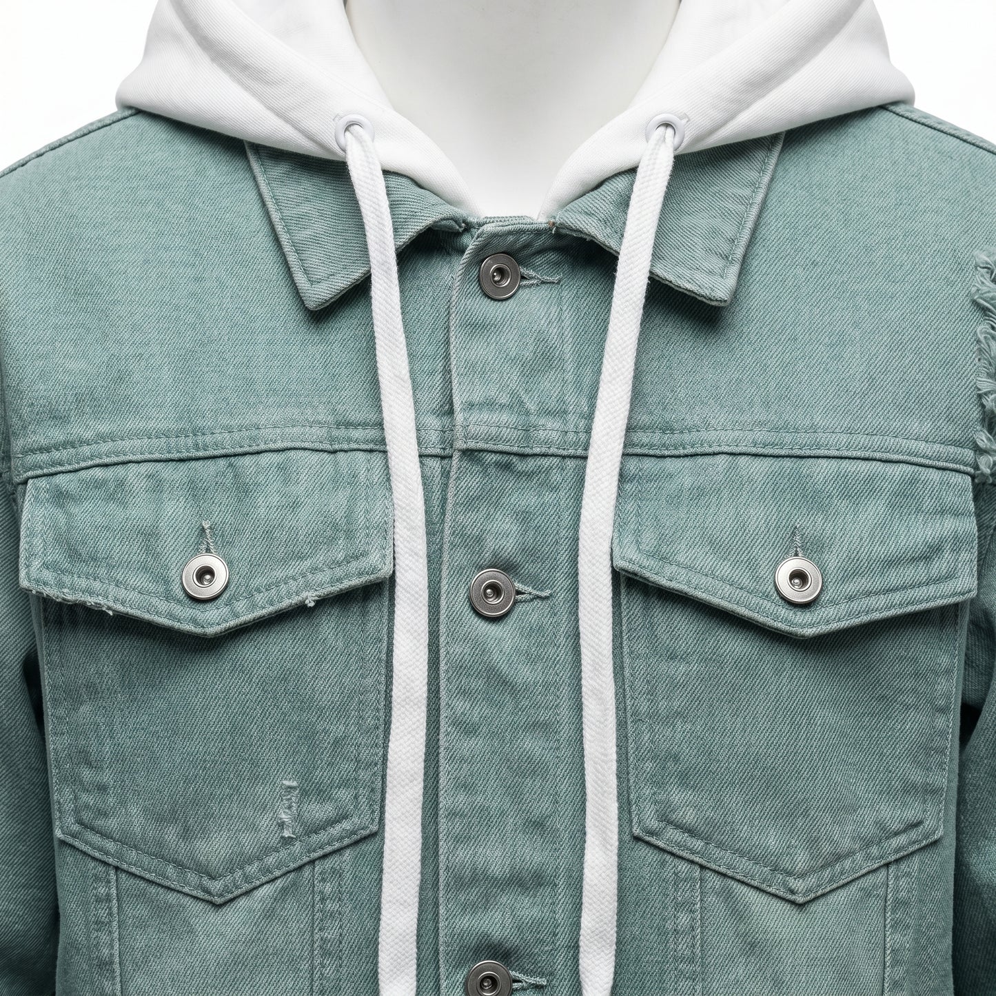 Spunk Classic Washed Denim Hoodie - Aqua Green