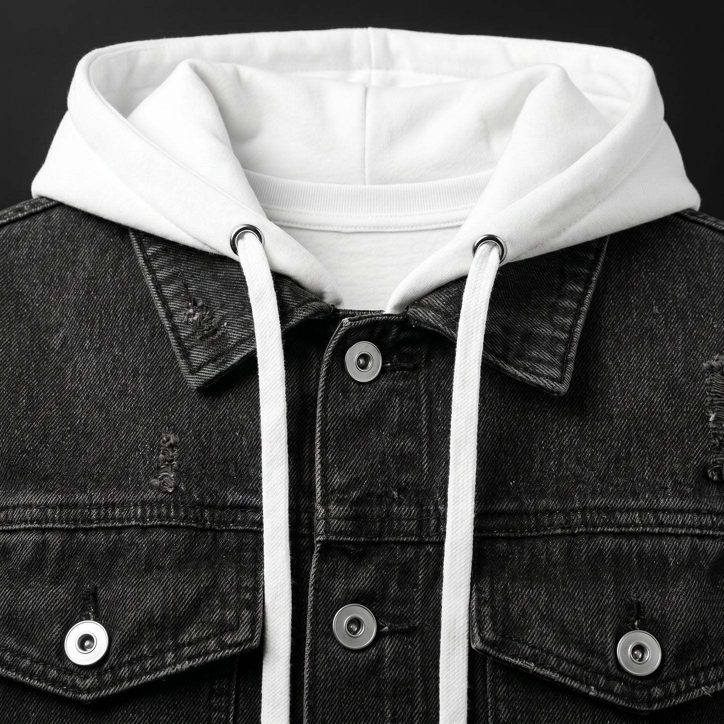 Spunk Classic Washed Denim Hoodie - Charcoal Black