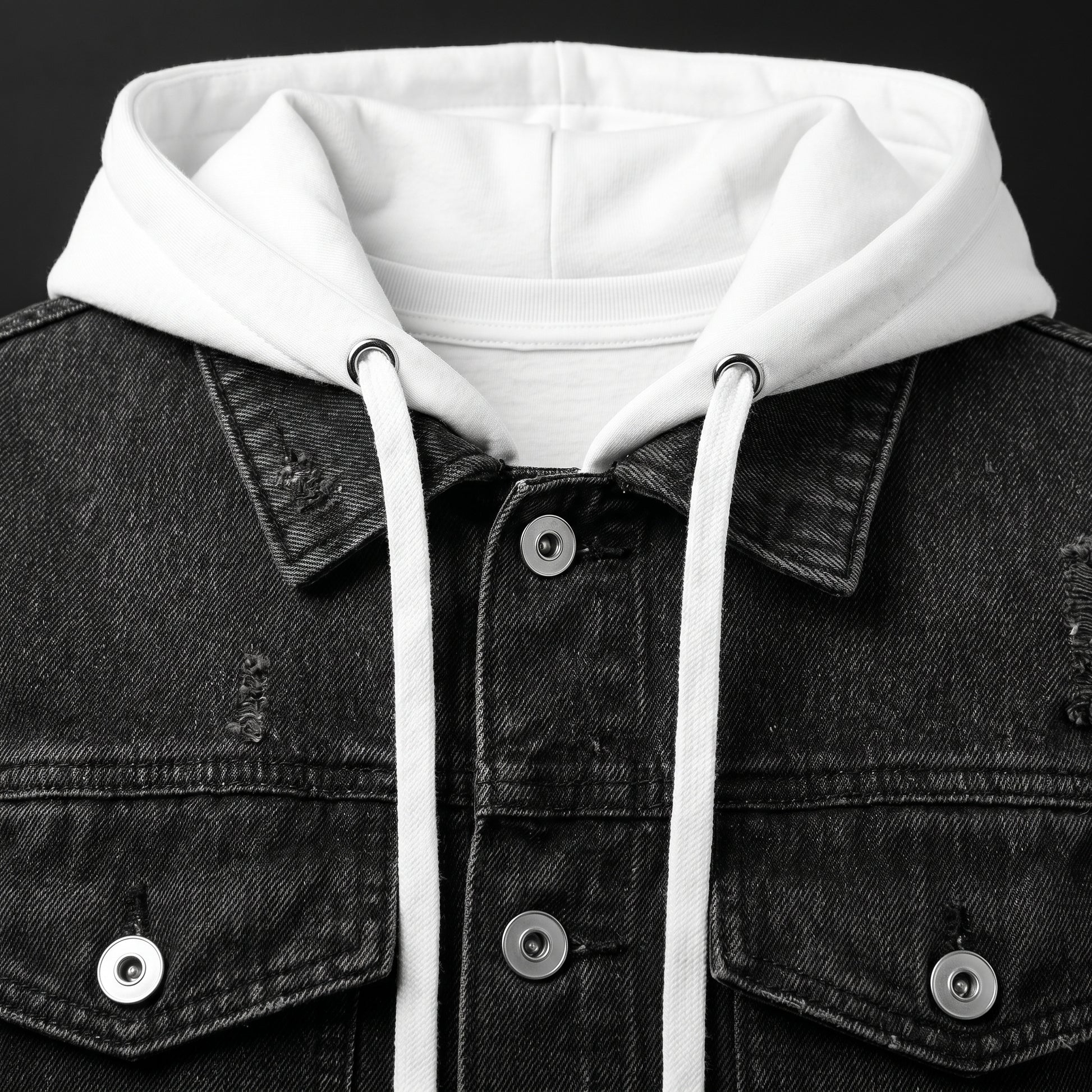 Spunk Classic Washed Denim Hoodie - Charcoal Black