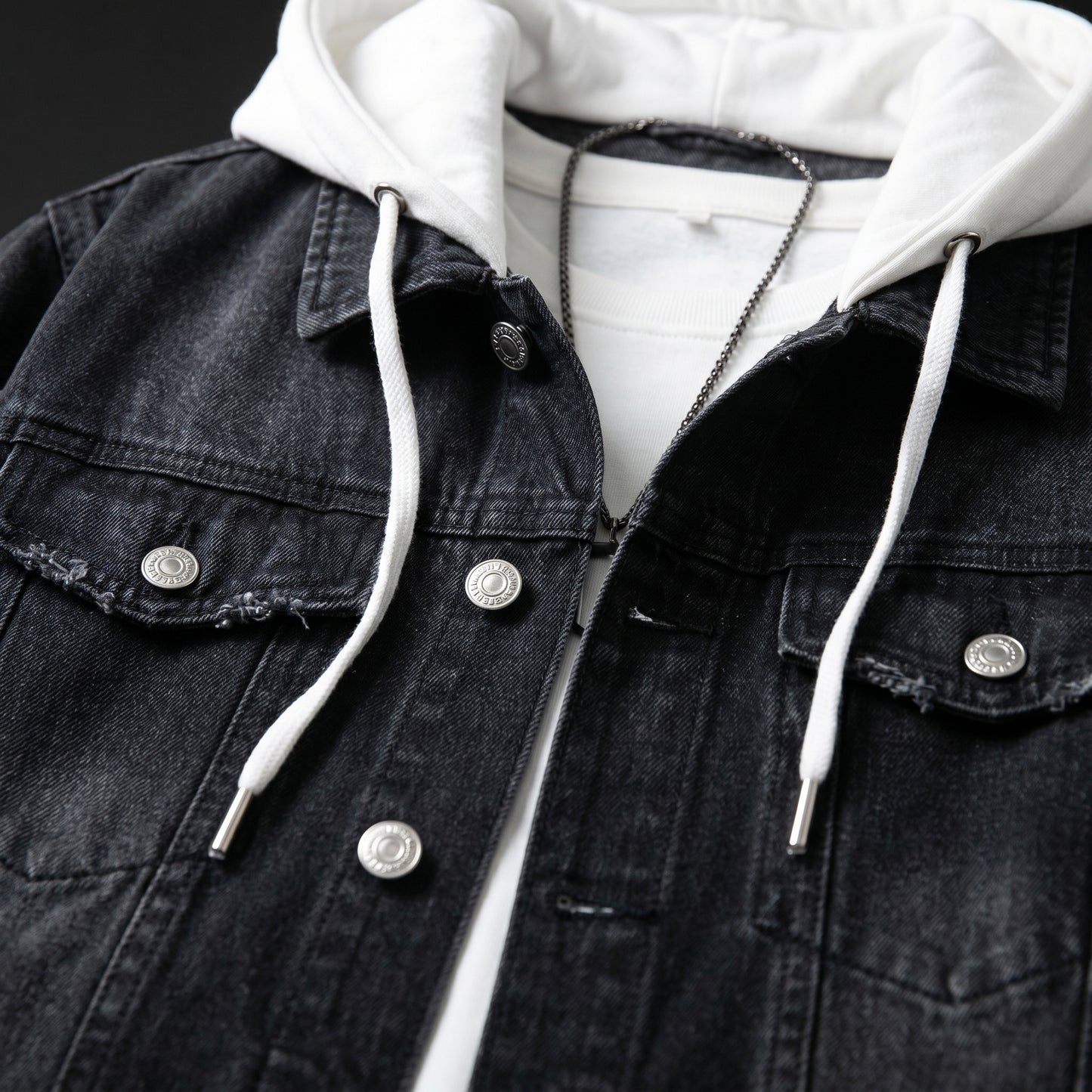 Spunk Classic Washed Denim Hoodie - Charcoal Black