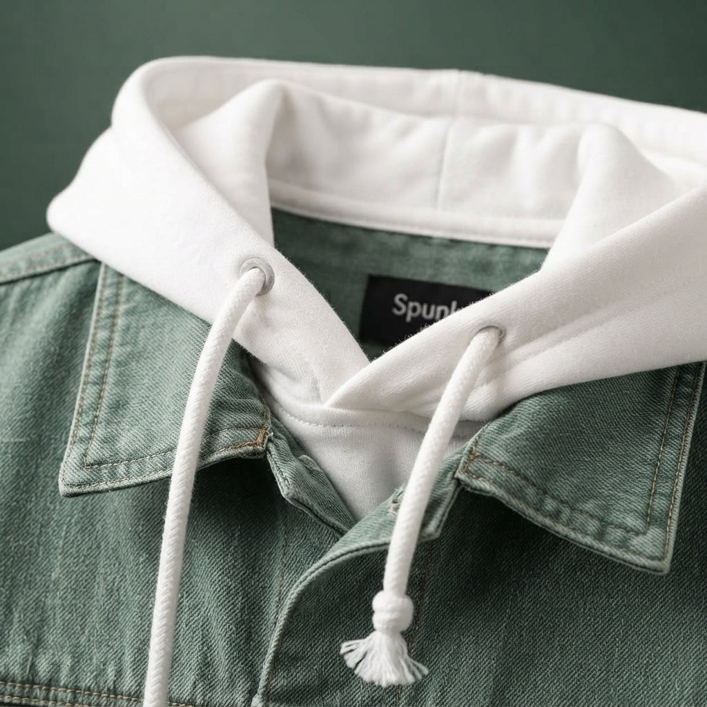 Spunk Classic Washed Denim Hoodie — Aqua Green