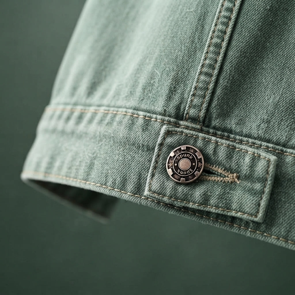 Spunk Classic Washed Denim Hoodie — Aqua Green