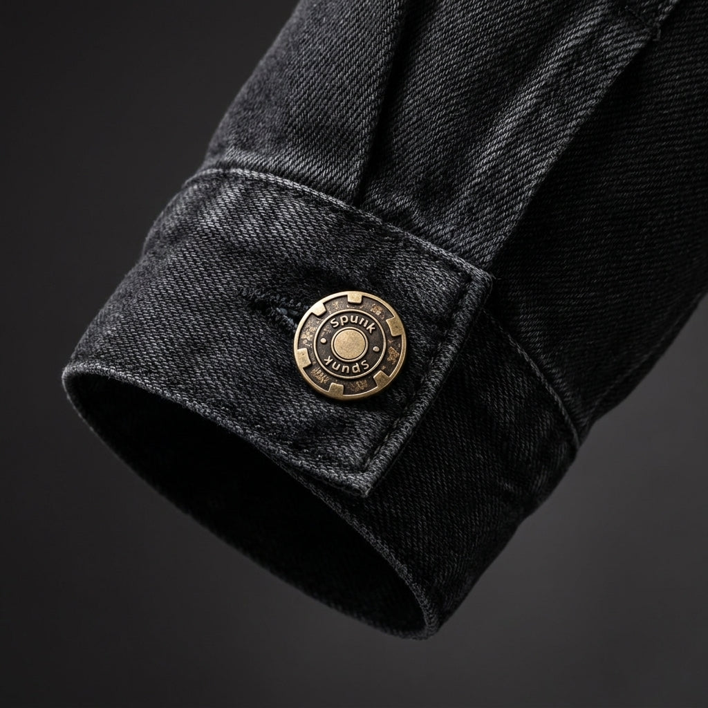 Spunk Classic Washed Denim Hoodie — Charcoal Black