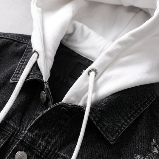 Spunk Classic Washed Denim Hoodie — Charcoal Black