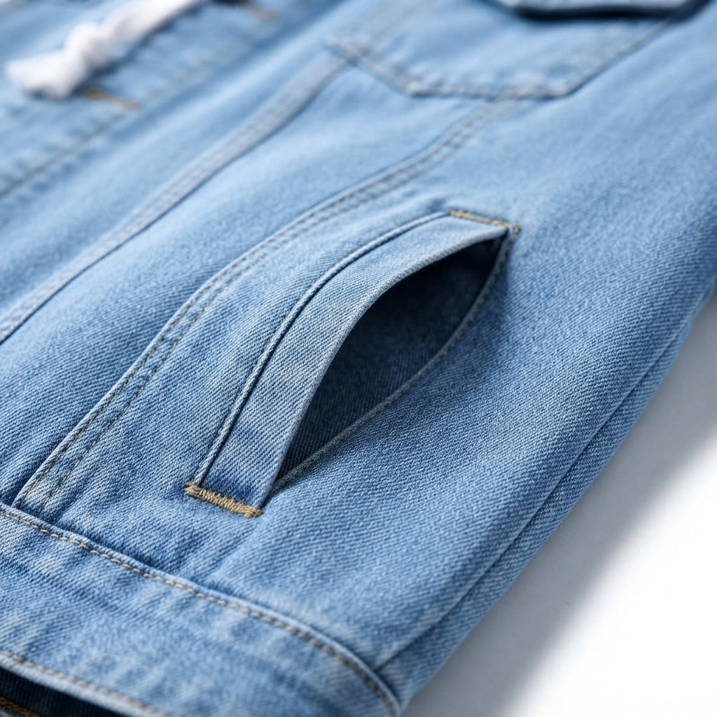 Spunk Classic Washed Denim Hoodie — Light Blue