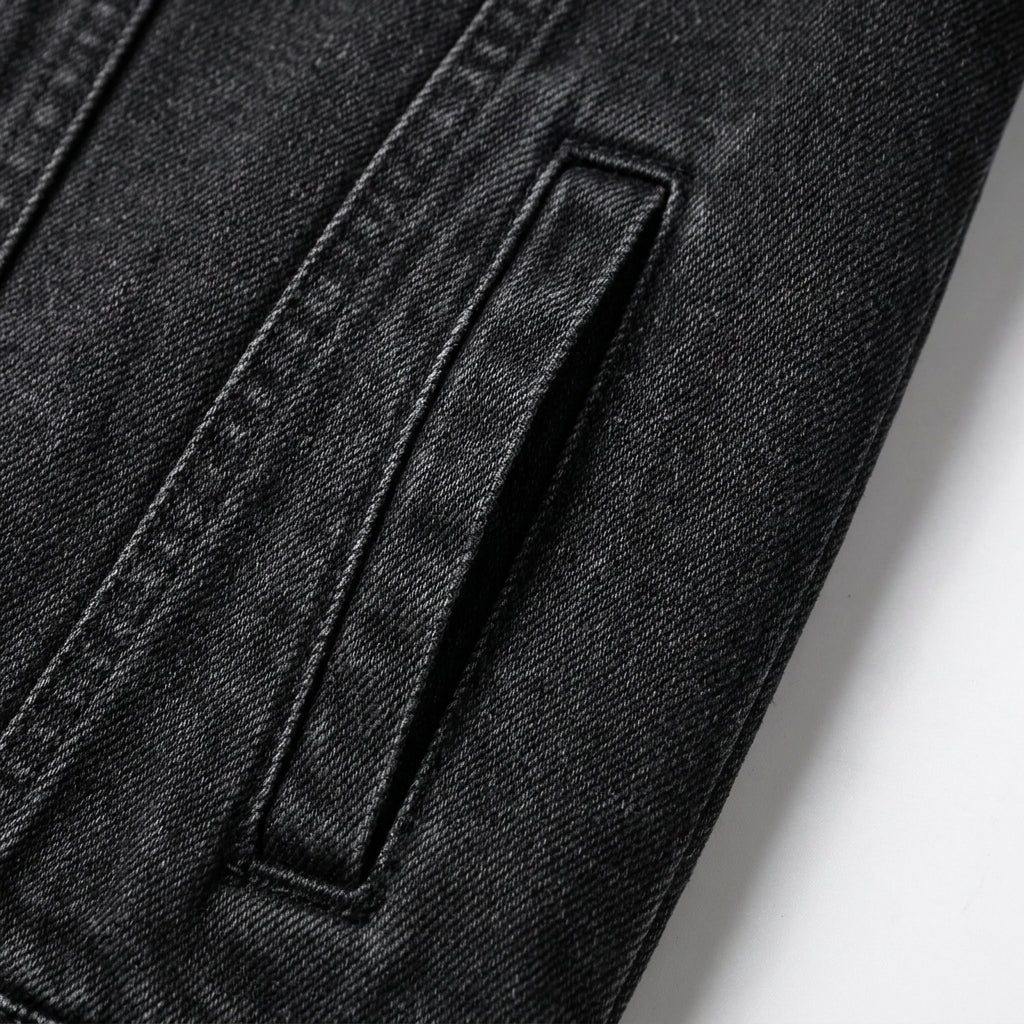 Spunk Classic Washed Denim Hoodie — Charcoal Black