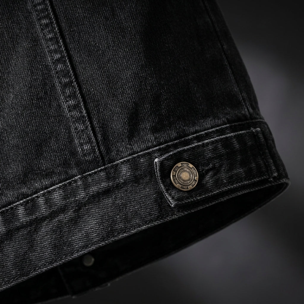 Spunk Classic Washed Denim Hoodie — Charcoal Black